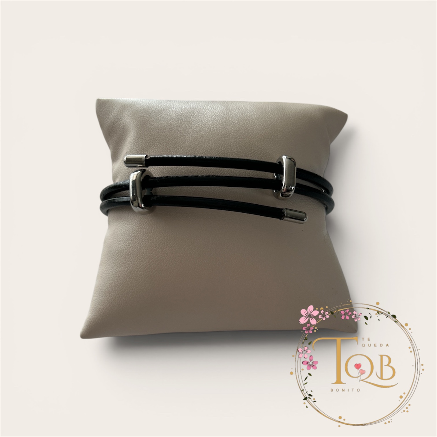 Pulsera Cuero Plateada