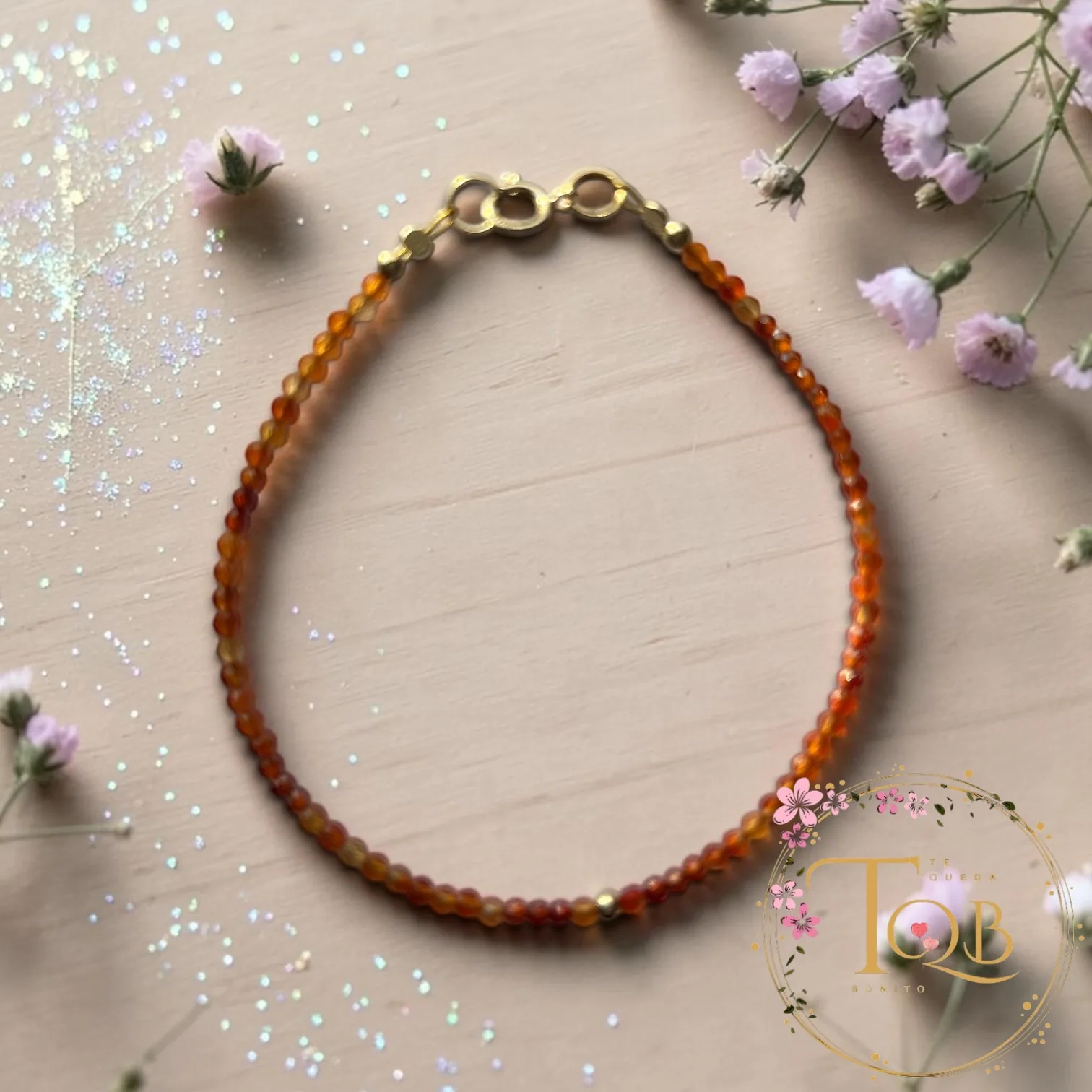 Pulsera Cornalina 1mm Goldfilled