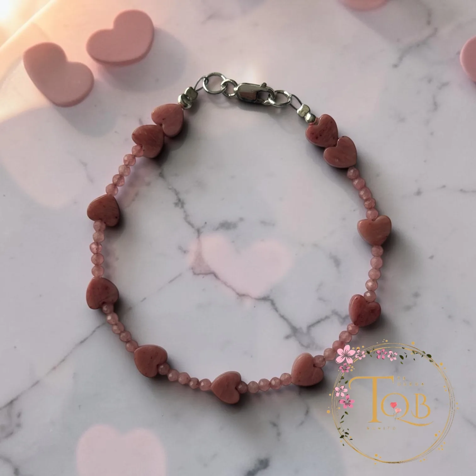 Pulsera Rodocrosita Corazón plata 925